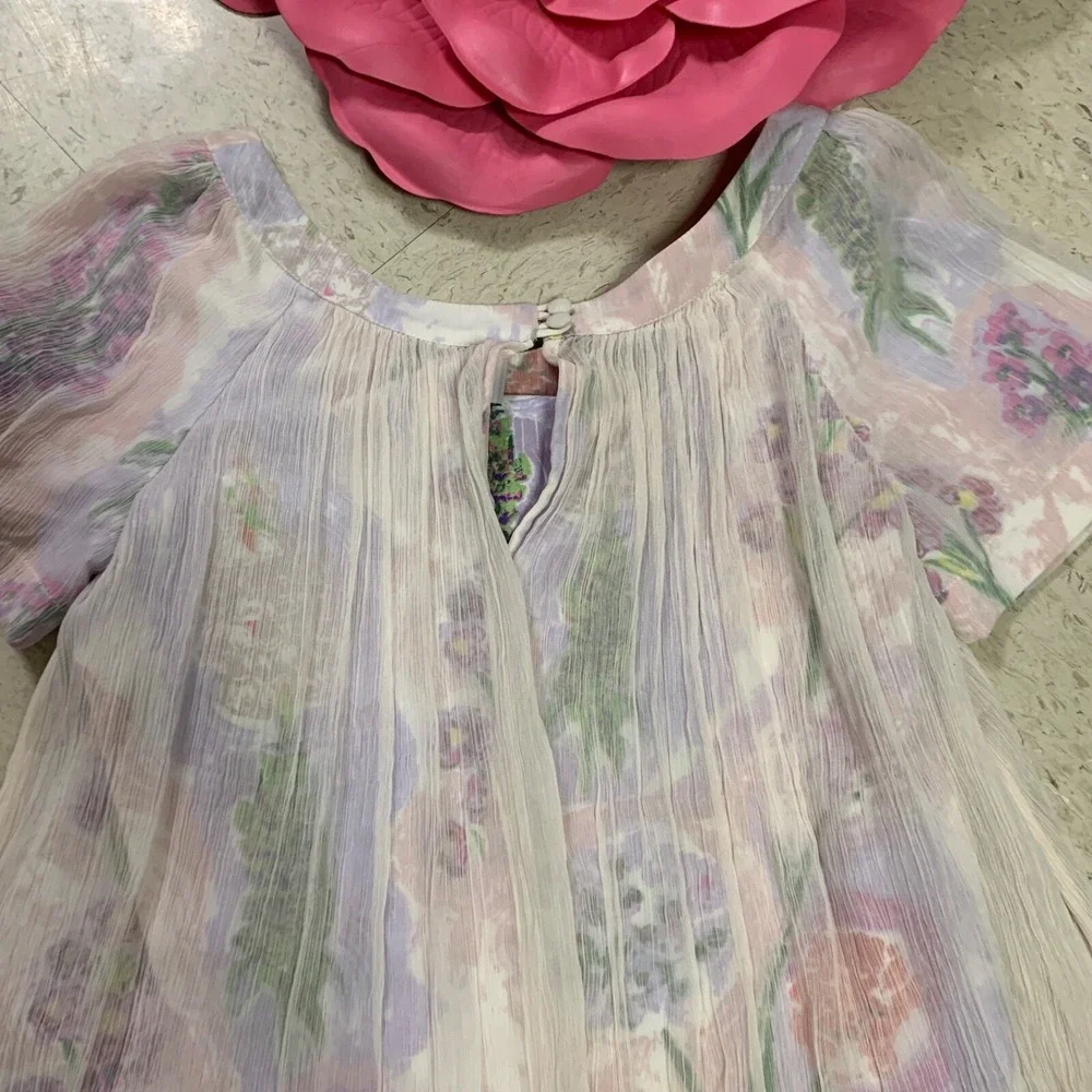 HD IN PARIS Anthropologie Women's Sz 0 Dipped Chroma Swing Dress Purple Yellow - Picture 8 of 10